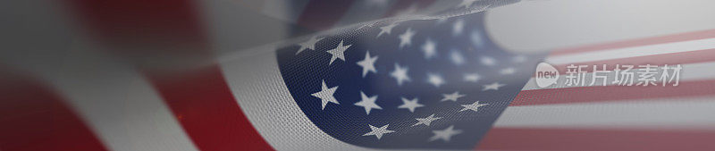 全景美国国旗，美国国旗，美国国旗- 3D插图库存镜头